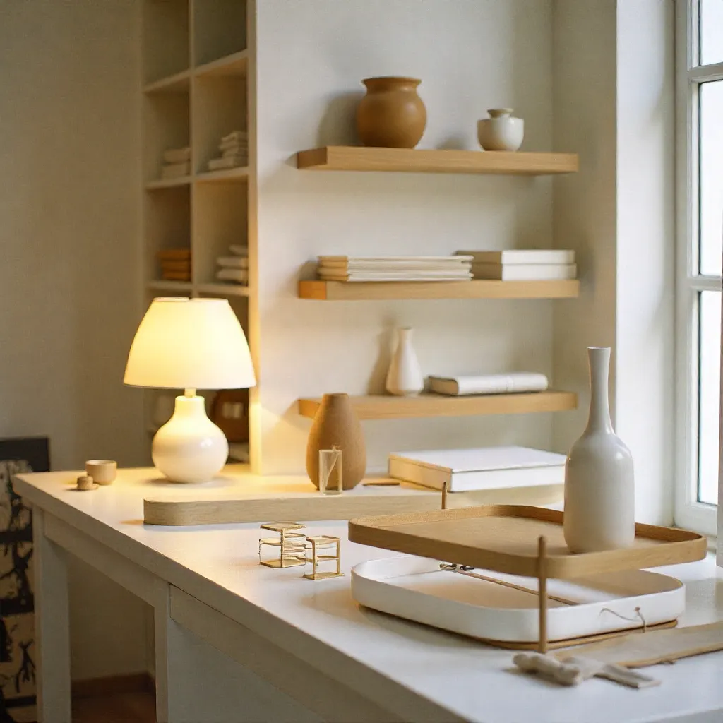 Wooden workspace accessories detail