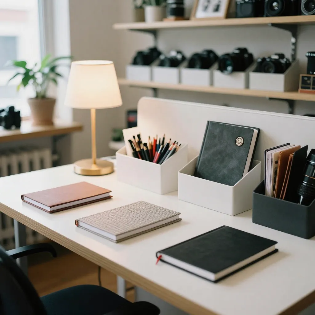 Morning desk setup in natural light